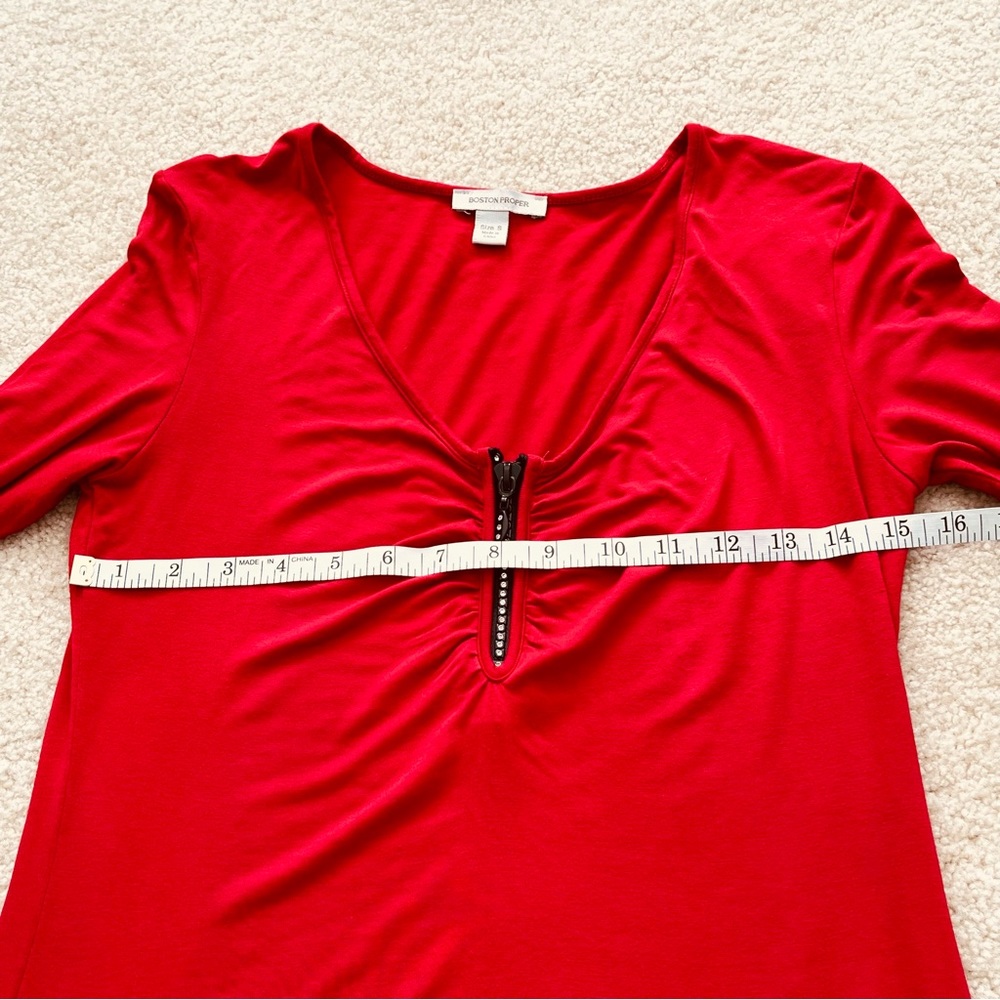 Boston Proper Rhinestone Zip Front Top - Picture 5 of 9
